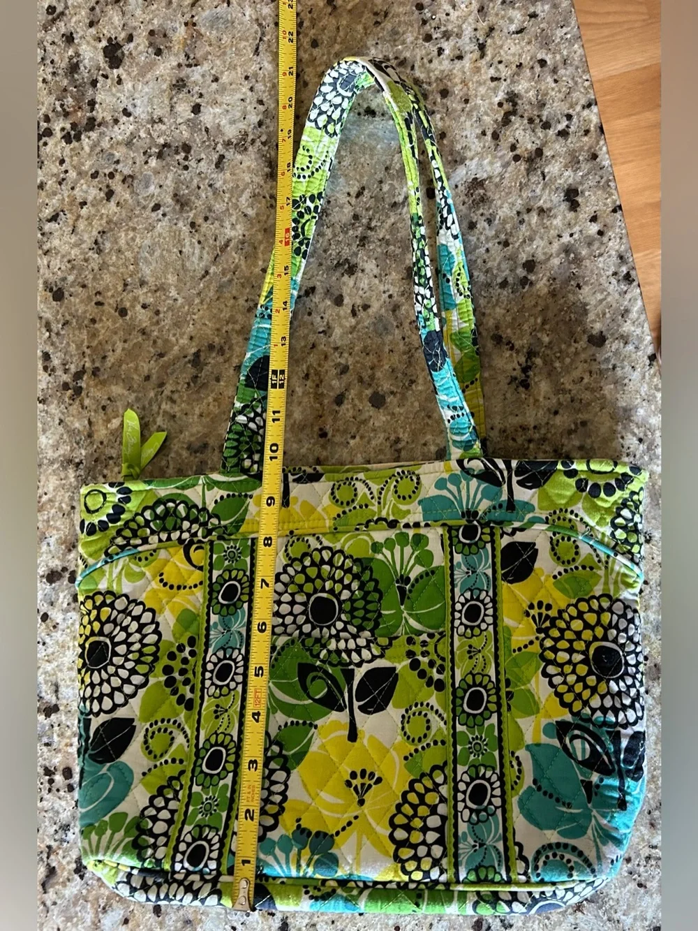 Vera Bradley Green, Yellow & Teal and Black Floral Quilted Tote